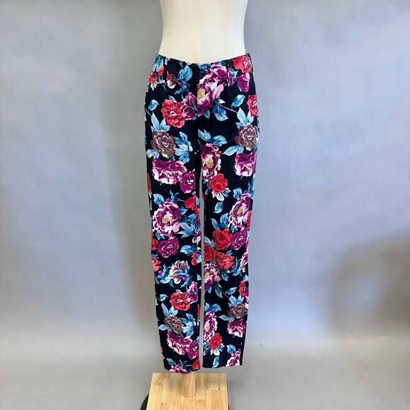 Chico’s sateen rose print skinny jeggings pants size 4 nwt chicos size 0/US 4 - Picture 1 of 16